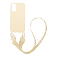 Θήκη Σιλικόνης με Strap CarryHang Sonique Samsung Galaxy A03s Μπεζ