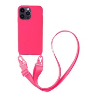 Θήκη Σιλικόνης με Strap CarryHang Sonique Apple iPhone 14 Pro Max Φούξια
