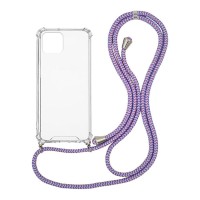 Θήκη Σιλικόνης με Κορδόνι Sonique Armor Clear Apple iPhone 12 Pro Max Rainbow Λιλά