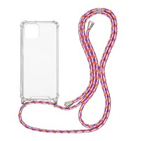 Θήκη Σιλικόνης με Κορδόνι Sonique Armor Clear Apple iPhone 12 Pro Max Rainbow Κοραλλί