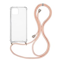 Θήκη Σιλικόνης με Κορδόνι Sonique Armor Clear Apple iPhone 13 Ροζ Σατινέ