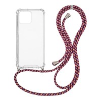Θήκη Σιλικόνης με Κορδόνι Sonique Armor Clear Apple iPhone 13 Pro Max Rainbow Μπορντό