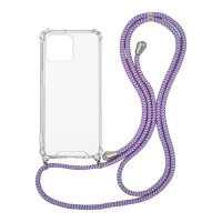 Θήκη Σιλικόνης με Κορδόνι Sonique Armor Clear Apple iPhone 13 Pro Max Rainbow Λιλά