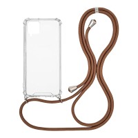 Θήκη Σιλικόνης με Κορδόνι Sonique Armor Clear Samsung Galaxy A12 / Galaxy M12 Καφέ