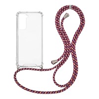 Θήκη Σιλικόνης με Κορδόνι Sonique Armor Clear Samsung Galaxy S22 Rainbow Μπορντό