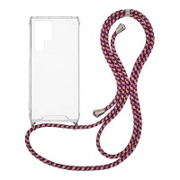 Θήκη Σιλικόνης με Κορδόνι Sonique Armor Clear Samsung Galaxy S22 Ultra Rainbow Μπορντό