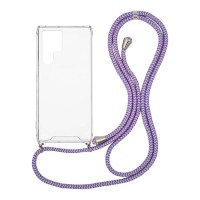 Θήκη Σιλικόνης με Κορδόνι Sonique Armor Clear Samsung Galaxy S22 Ultra Rainbow Λιλά