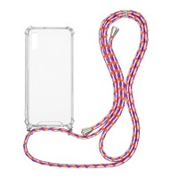 Θήκη Σιλικόνης με Κορδόνι Sonique Armor Clear Xiaomi Redmi 9A / Redmi 9AT Rainbow Κοραλλί