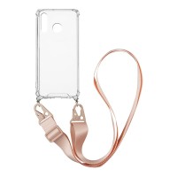 Θήκη Σιλικόνης με Strap Sonique Armor Clear Huawei P30 Lite Ροζ