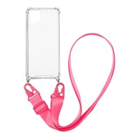 Θήκη Σιλικόνης με Strap Sonique Armor Clear Samsung Galaxy A12 / Galaxy M12 Φούξια