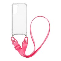 Θήκη Σιλικόνης με Strap Sonique Armor Clear Samsung Galaxy S21 FE Φούξια