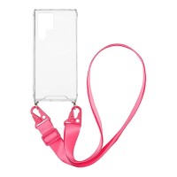 Θήκη Σιλικόνης με Strap Sonique Armor Clear Samsung Galaxy S22 Ultra Φούξια
