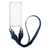 Θήκη Σιλικόνης με Strap Sonique Armor Clear Xiaomi Redmi 9A / Redmi 9AT Μπλε Σκούρο