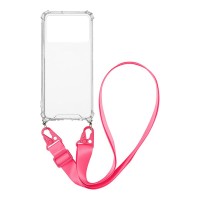 Θήκη Σιλικόνης με Strap Sonique Armor Clear Xiaomi Poco X4 Pro 5G Φούξια