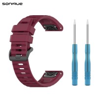Λουράκι Σιλικόνης Stripe Band Sonique για Garmin Fenix 5/5 Plus/6/6 Pro/7/Sapphire/EPIX gen2/Descent G1/forerunner 935/945/955 Μπορντό