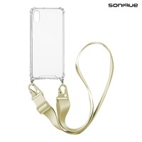 Θήκη Σιλικόνης με Strap Sonique Armor Clear Apple iPhone X / iPhone XS Μπεζ