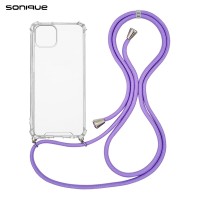 Θήκη Σιλικόνης με Κορδόνι Sonique Armor Clear Apple iPhone 14 Plus Λιλά