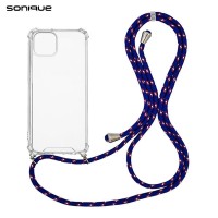 Θήκη Σιλικόνης με Κορδόνι Sonique Armor Clear Apple iPhone 14 Plus Rainbow Μπλε