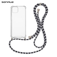 Θήκη Σιλικόνης με Κορδόνι Sonique Armor Clear Apple iPhone 14 Plus Rainbow Μαύρο