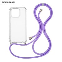 Θήκη Σιλικόνης με Κορδόνι Sonique Armor Clear Apple iPhone 14 Pro Λιλά