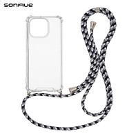 Θήκη Σιλικόνης με Κορδόνι Sonique Armor Clear Apple iPhone 14 Pro Rainbow Μαύρο