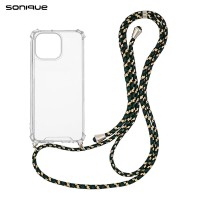 Θήκη Σιλικόνης με Κορδόνι Sonique Armor Clear Apple iPhone 14 Pro Max Rainbow Πράσινο