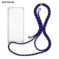 Θήκη Σιλικόνης με Κορδόνι Sonique Armor Clear Apple iPhone X / iPhone XS Rainbow Μπλε