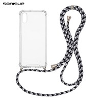 Θήκη Σιλικόνης με Κορδόνι Sonique Armor Clear Apple iPhone XR Rainbow Μαύρο