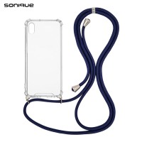 Θήκη Σιλικόνης με Κορδόνι Sonique Armor Clear Apple iPhone XS MAX Μπλε Σκούρο