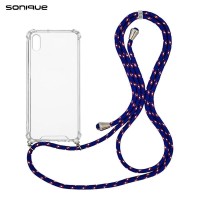 Θήκη Σιλικόνης με Κορδόνι Sonique Armor Clear Apple iPhone XS MAX Rainbow Μπλε
