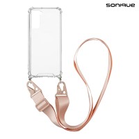 Θήκη Σιλικόνης με Strap Sonique Armor Clear Samsung Galaxy S21 Ροζ