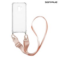 Θήκη Σιλικόνης με Strap Sonique Armor Clear Samsung Galaxy S9 Ροζ