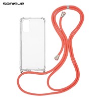 Θήκη Σιλικόνης με Κορδόνι Sonique Armor Clear Samsung Galaxy A13 5G / Galaxy A04s Κοραλλί