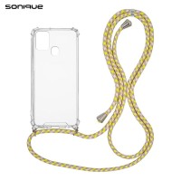 Θήκη Σιλικόνης με Κορδόνι Sonique Armor Clear Samsung Galaxy A21s Rainbow Κίτρινο