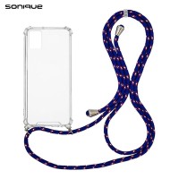 Θήκη Σιλικόνης με Κορδόνι Sonique Armor Clear Samsung Galaxy A51 Rainbow Μπλε