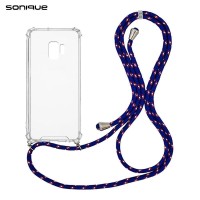 Θήκη Σιλικόνης με Κορδόνι Sonique Armor Clear Samsung Galaxy S9 Rainbow Μπλε