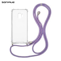 Θήκη Σιλικόνης με Κορδόνι Sonique Armor Clear Samsung Galaxy S9 Rainbow Λιλά