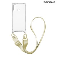 Θήκη Σιλικόνης με Strap Sonique Armor Clear Xiaomi Redmi Note 8 / Redmi Note 8 2021 Μπεζ