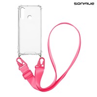 Θήκη Σιλικόνης με Strap Sonique Armor Clear Xiaomi Redmi Note 8 / Redmi Note 8 2021 Φούξια