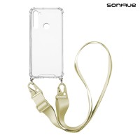 Θήκη Σιλικόνης με Strap Sonique Armor Clear Xiaomi Redmi Note 8T Μπεζ