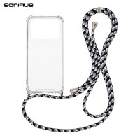 Θήκη Σιλικόνης με Κορδόνι Sonique Armor Clear Xiaomi Poco C40 Rainbow Μαύρο