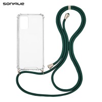 Θήκη Σιλικόνης με Κορδόνι Sonique Armor Clear Xiaomi Redmi Note 10 / Redmi Note 10s / Poco M5s Πράσινο Σκούρο