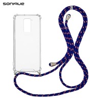 Θήκη Σιλικόνης με Κορδόνι Sonique Armor Clear Xiaomi Redmi Note 9 Rainbow Μπλε