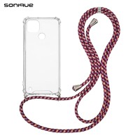 Θήκη Σιλικόνης με Κορδόνι Sonique Armor Clear Realme C21 Rainbow Μπορντό
