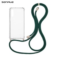 Θήκη Σιλικόνης με Κορδόνι Sonique Armor Clear Huawei P20 Pro Πράσινο Σκούρο