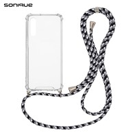 Θήκη Σιλικόνης με Κορδόνι Sonique Armor Clear Huawei P20 Pro Rainbow Μαύρο