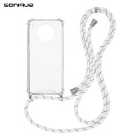 Θήκη Σιλικόνης με Κορδόνι Sonique Armor Clear Honor 50 Lite / Nova 8i Rainbow Λευκό