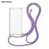 Θήκη Σιλικόνης με Κορδόνι Sonique Armor Clear Samsung Galaxy A14 4G / Galaxy A14 5G Rainbow Λιλά