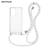 Θήκη Σιλικόνης με Κορδόνι Sonique Armor Clear Samsung Galaxy S23 Ultra Rainbow Λευκό
