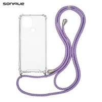Θήκη Σιλικόνης με Κορδόνι Sonique Armor Clear Xiaomi Redmi A1 Plus / Poco C50 / Redmi A2 Plus Rainbow Λιλά